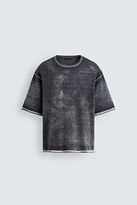 WASHED PRINT KNIT T-SHIRT