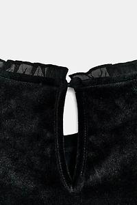 EMBROIDERED VELVET TOP