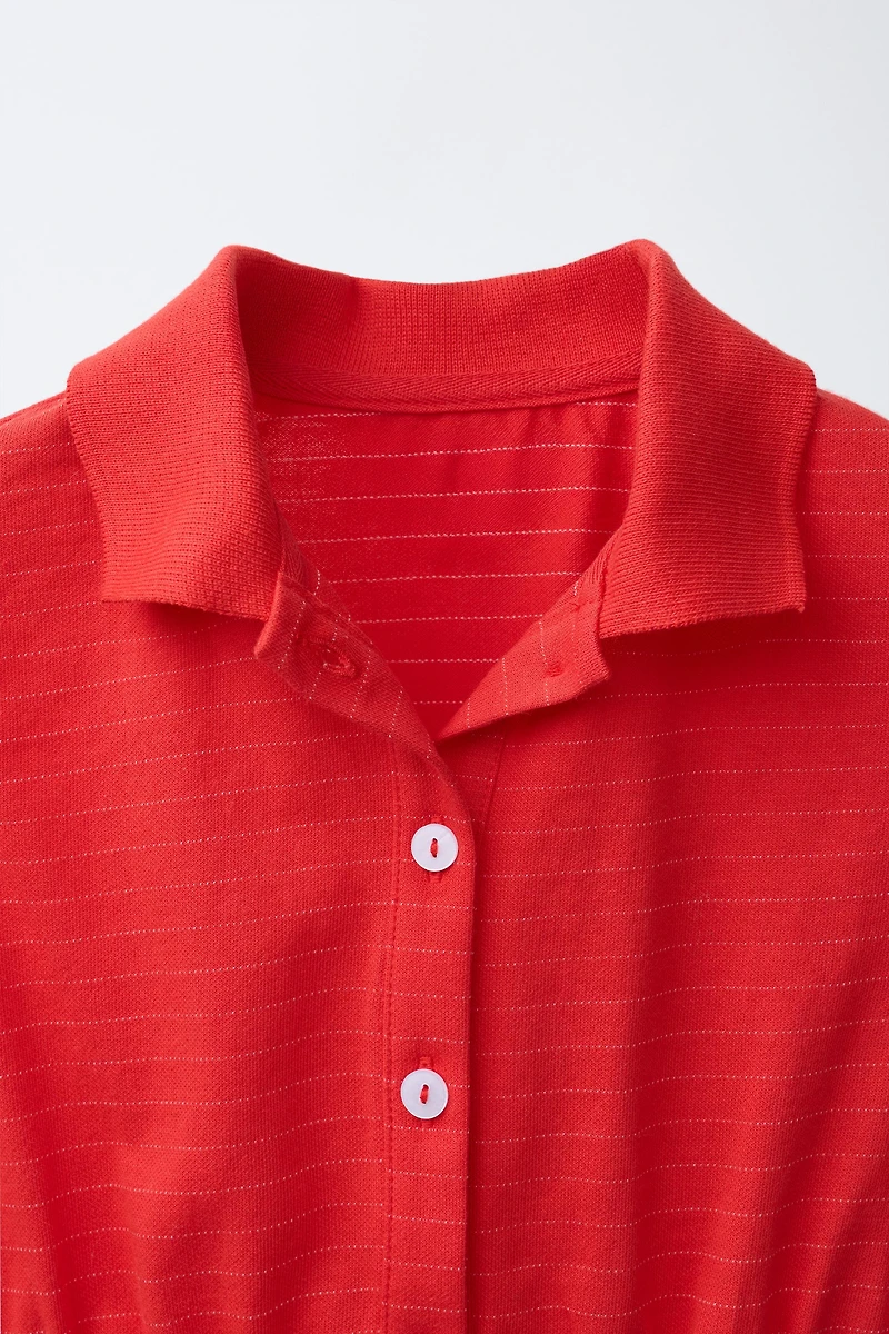 STRIPED CROPPED POLO SHIRT