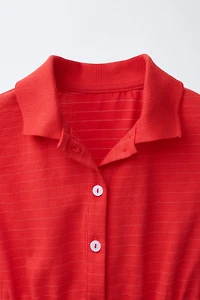 STRIPED CROPPED POLO SHIRT