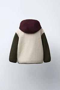 BLOUSON EFFET MOUTON COLOR BLOCK DOUBLURE POLAIRE