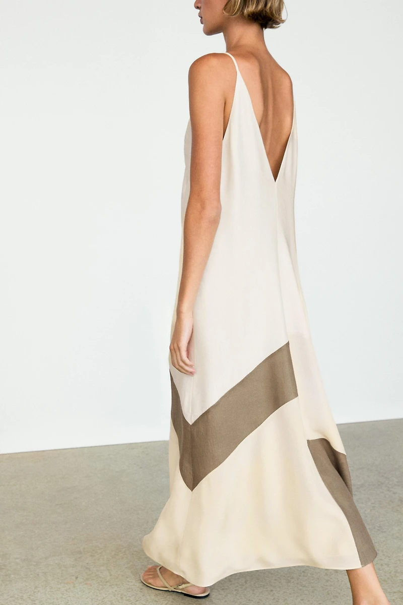 Contrast flowing midi dress