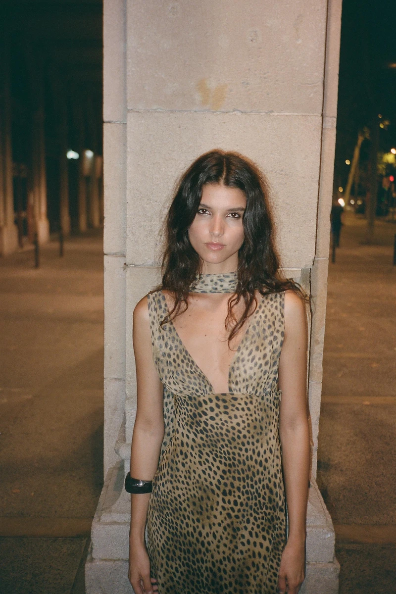ROBE À IMPRIMÉ ANIMAL ET FOULARD