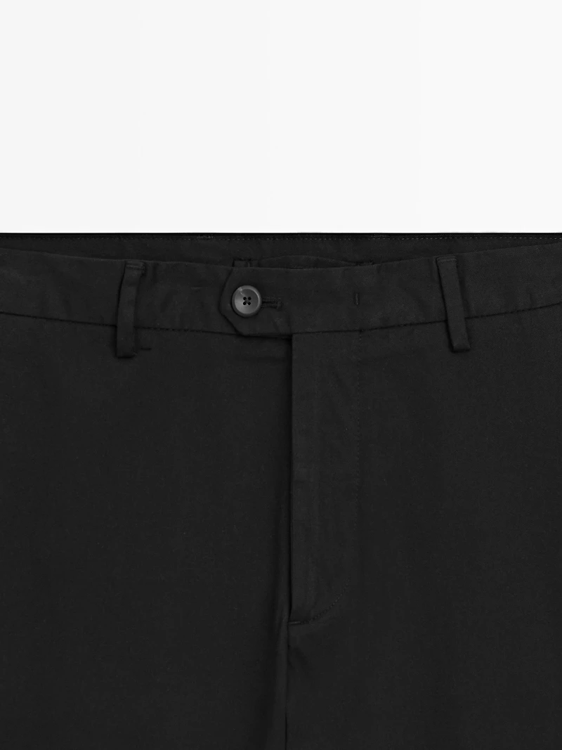 Slim fit cotton blend trousers