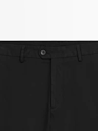 Slim fit cotton blend trousers