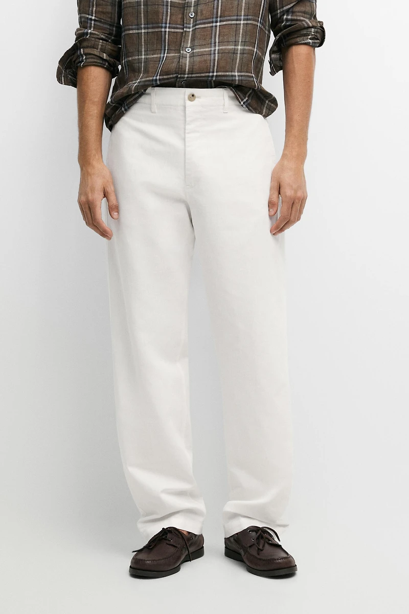 Pantalon straight lin et coton