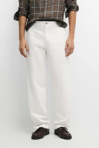 Pantalon straight lin et coton