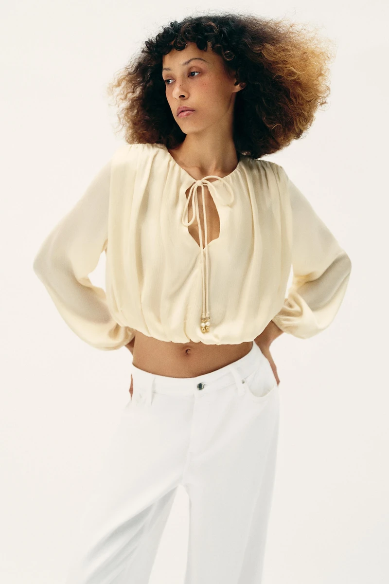 SATIN EFFECT BALLOON BLOUSE