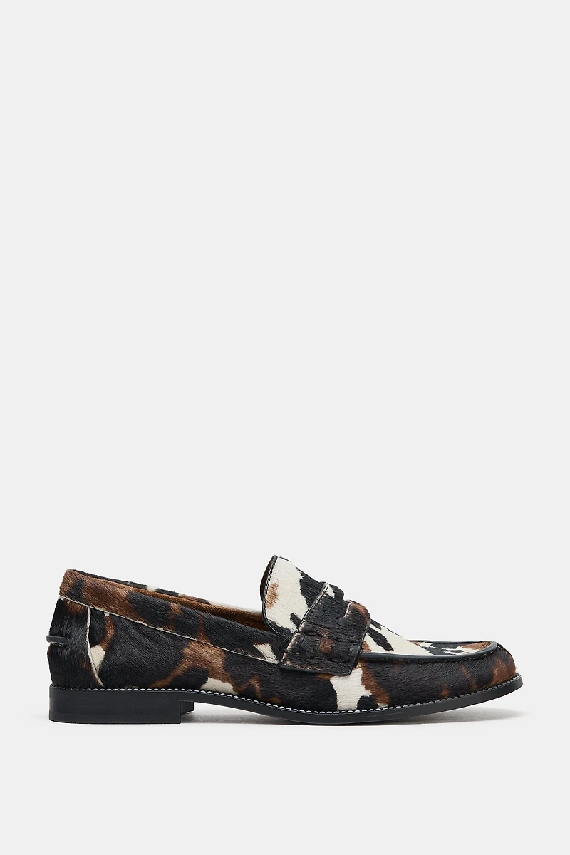 ANIMAL EMBOSSED LEATHER LOAFERS