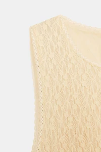 ROBE MI-LONGUE EN DENTELLE À FRONCES