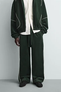 VELOUR PIPED PANTS