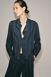 ZW COLLECTION STRIPED FROG FASTENING SHIRT