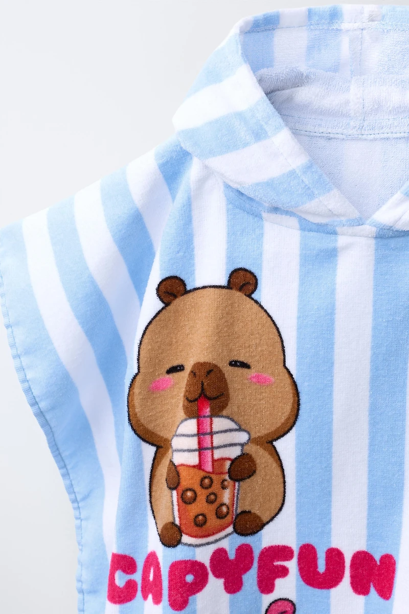 CAPYFUN © STRIPED TERRYCLOTH HOODIE PONCHO