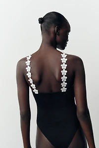FLORAL HARDWARE STRETCH BODYSUIT