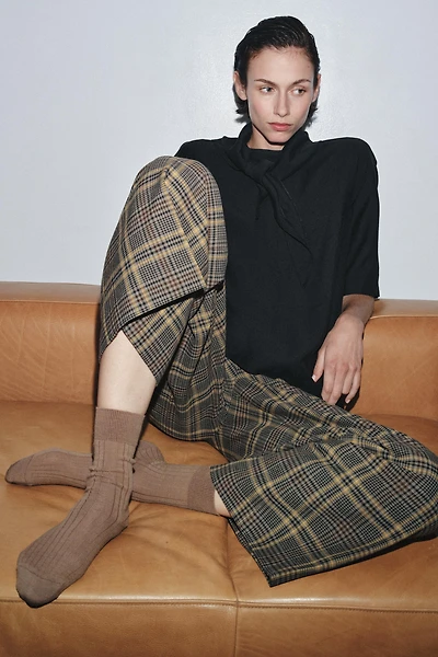 CHAUSSETTES CÔTELÉES AVEC LAINE