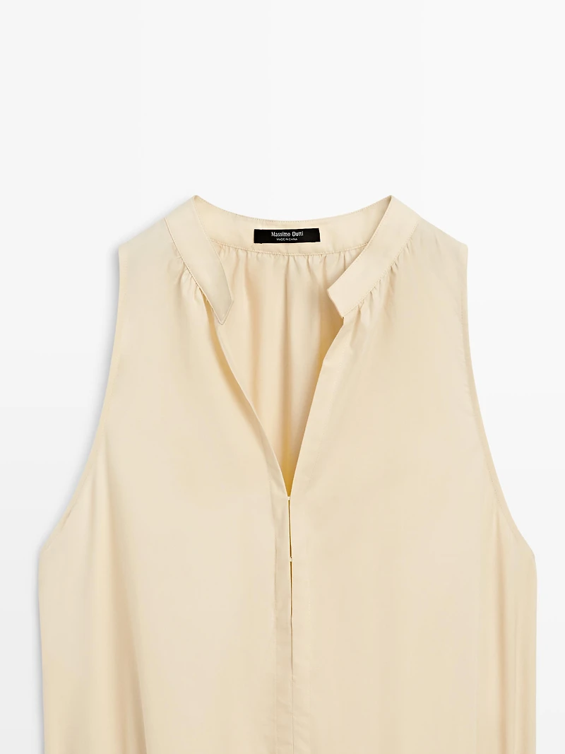 Robe midi 100 % coton taille élastiquée