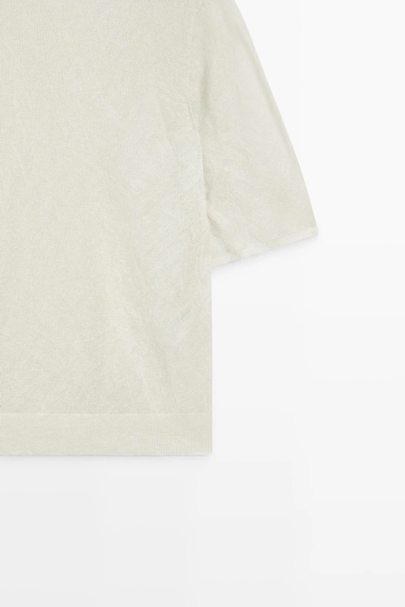 Short sleeve fine knit sweater - STUDIO