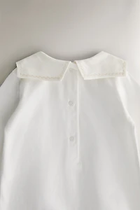 CHILDREN'S FOOTED ROMPER WITH BIB COLLAR