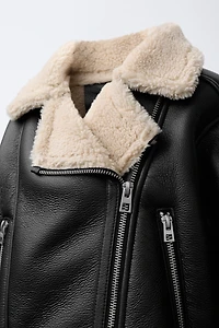 FAUX LEATHER SHEARLING JACKET