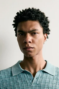 WASHED CHECK KNIT POLO SHIRT