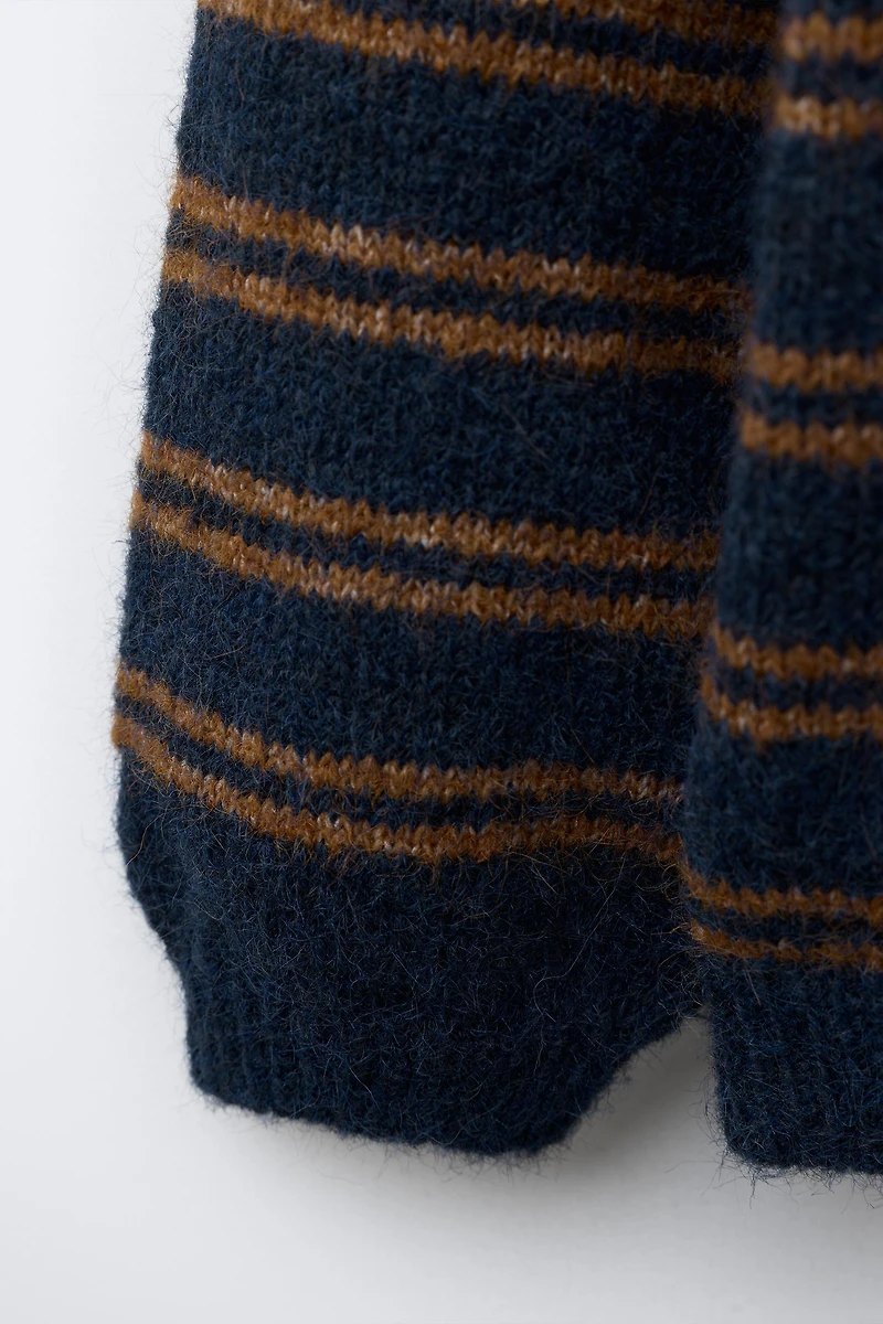 STRIPED CROCHET BEAR KNIT JUMPER