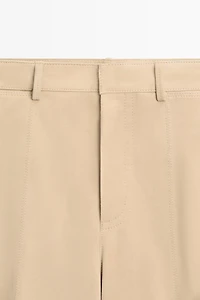 Long suede leather Bermuda shorts