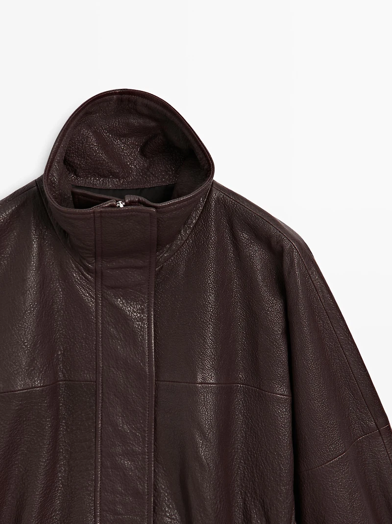 Veste en cuir nappa finition grainée