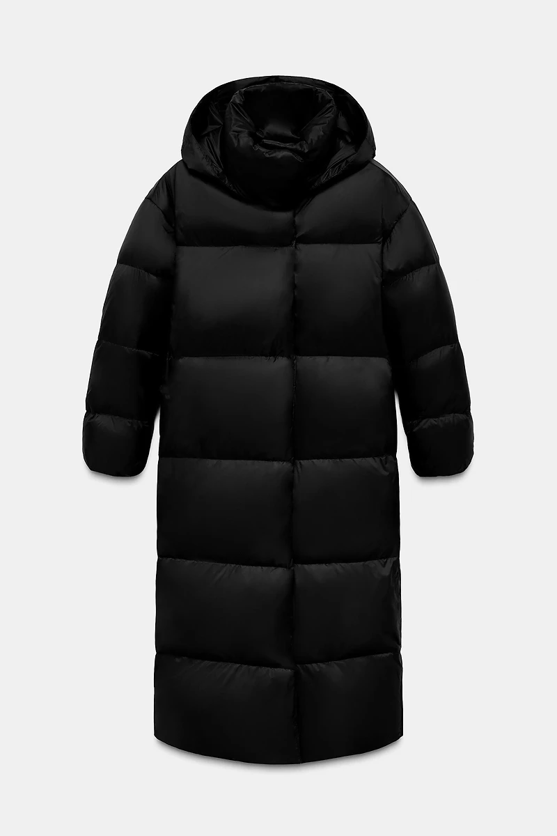 LONG FEATHER DOWN JACKET HOODIE GLOVES WATER REPELLENT