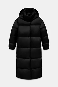 LONG FEATHER DOWN JACKET HOODIE GLOVES WATER REPELLENT