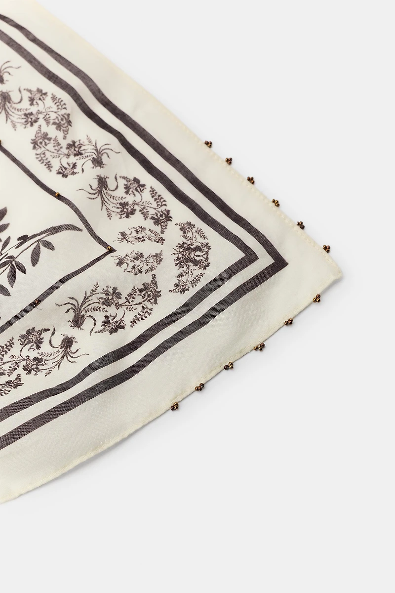 PAISLEY BEADED BANDANA SCARF