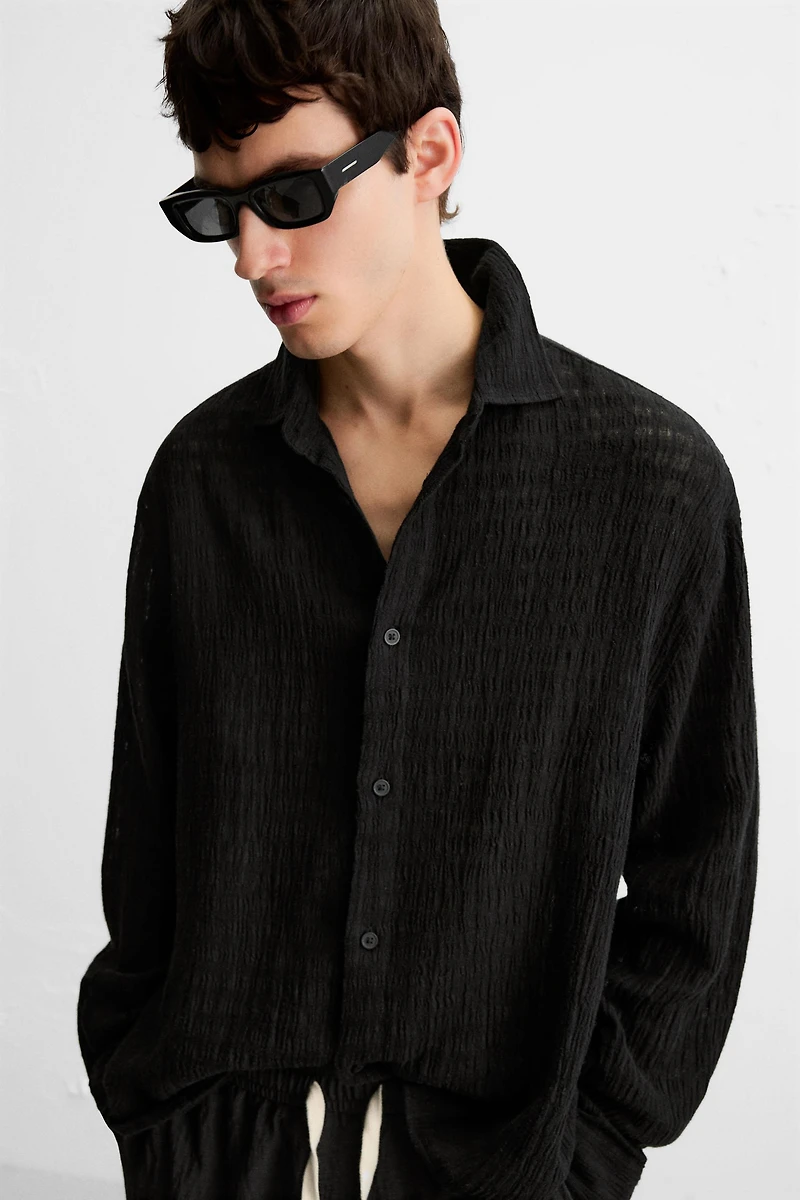 LINEN - COTTON JACQUARD SHIRT