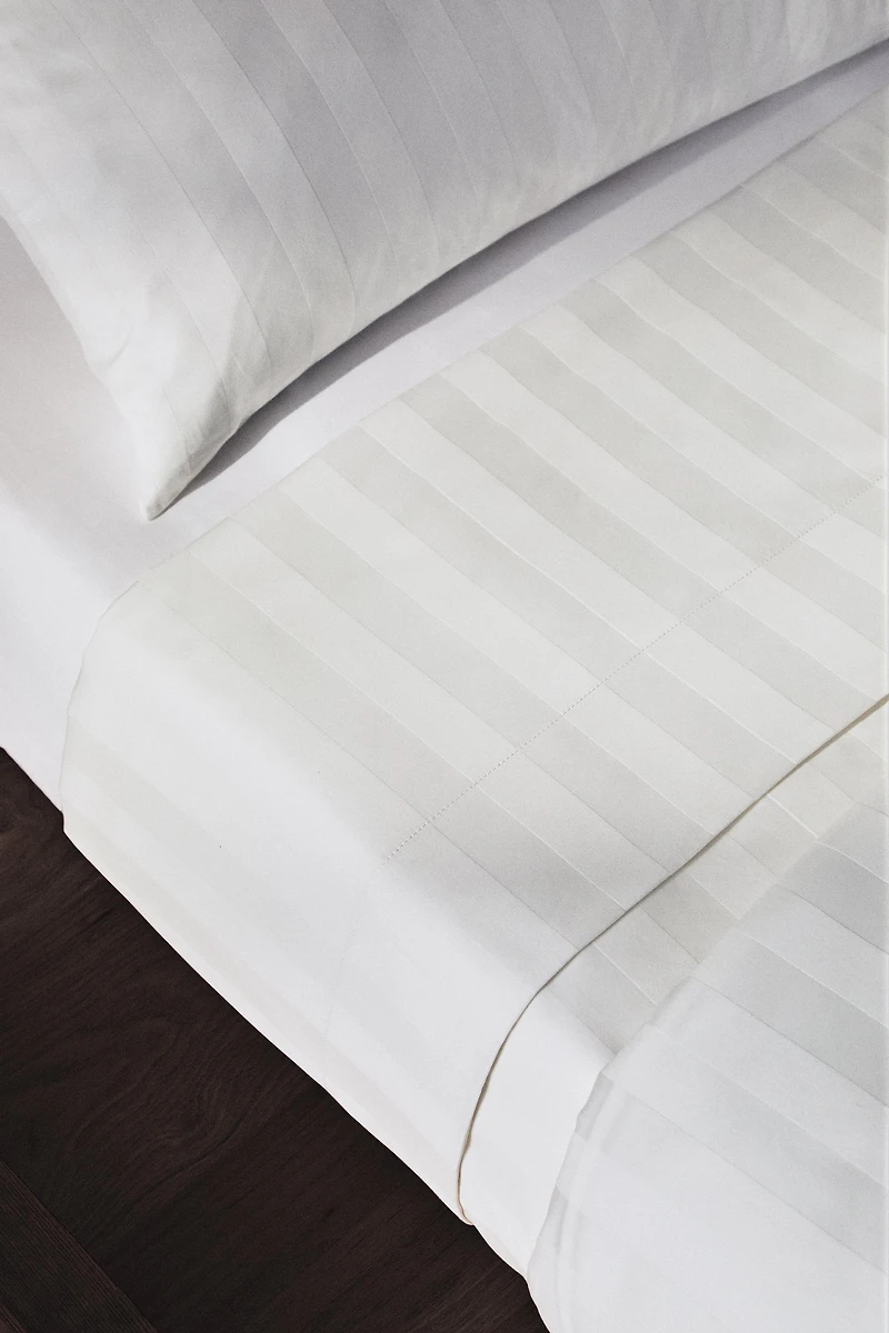 STRIPED SATEEN FLAT SHEET 500-THREAD-COUNT