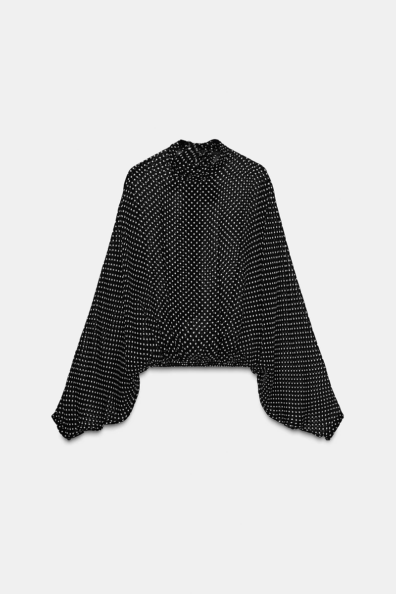 ZW COLLECTION POLKA DOT TIE BLOUSE