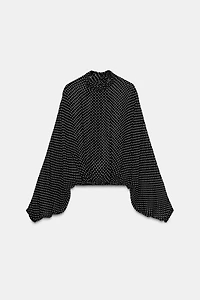 ZW COLLECTION POLKA DOT TIE BLOUSE