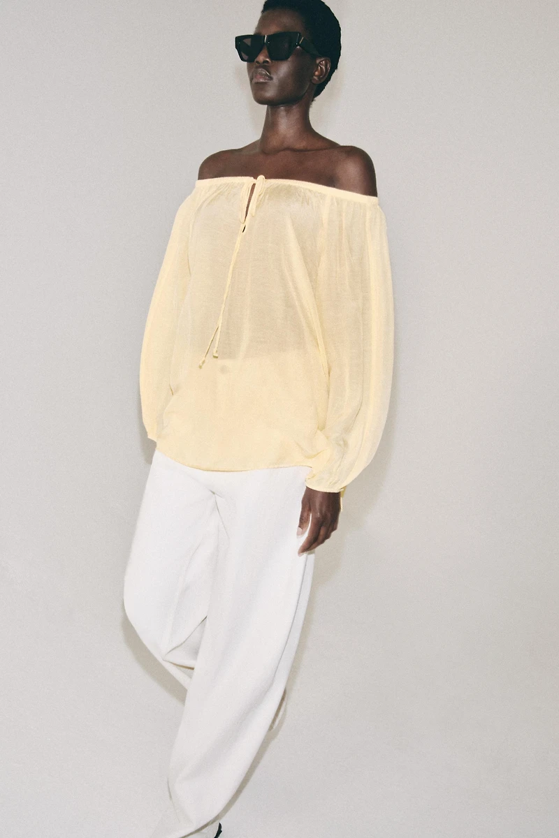 LINEN BLEND BLOUSE ZW COLLECTION