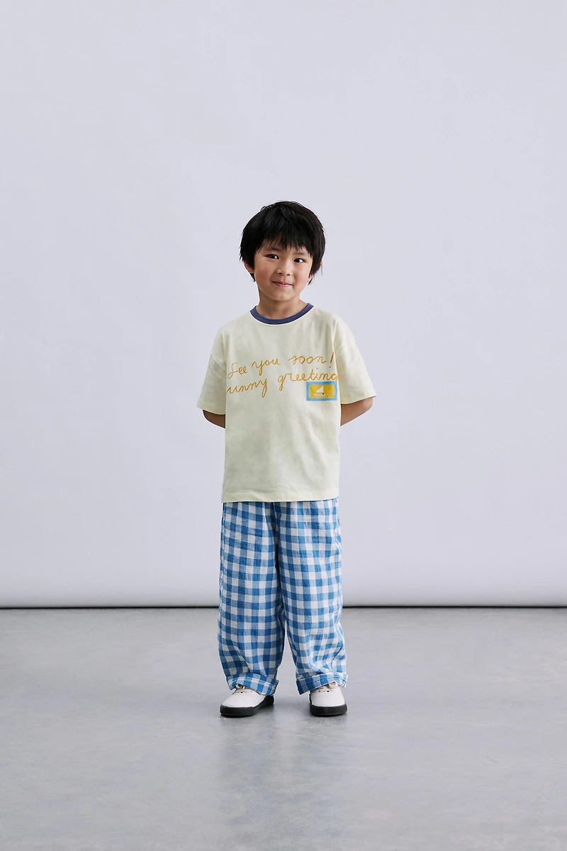 ISABELLE VANDEPLASSCHE PLAID SAILBOAT T-SHIRT