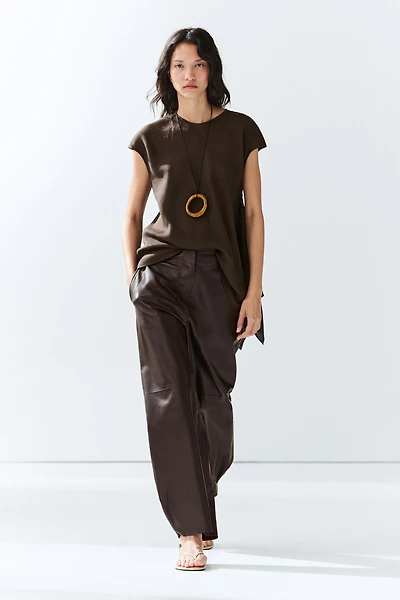 Leather barrel fit pants