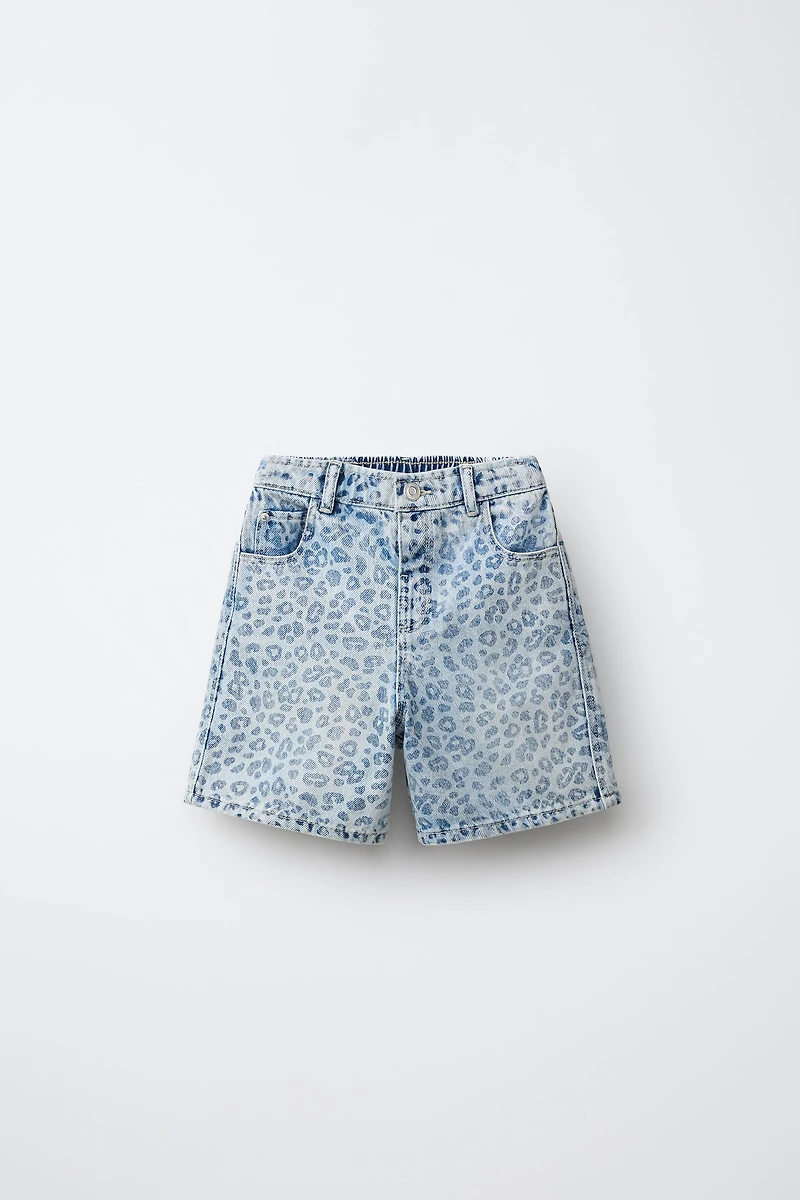 ANIMAL PRINT DENIM SHORTS
