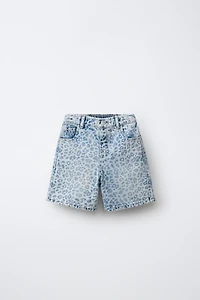 ANIMAL PRINT DENIM SHORTS