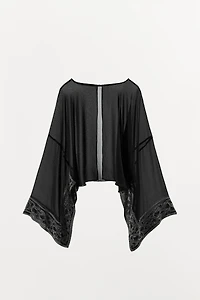 BEADED SEMI-SHEER BATWING CAPE