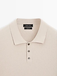 100% cotton ribbed knit polo shirt
