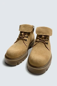 CHUNKY LEATHER ANKLE BOOTS