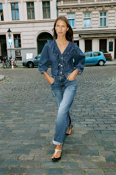 Z1975 DENIM RUFFLE SHIRT