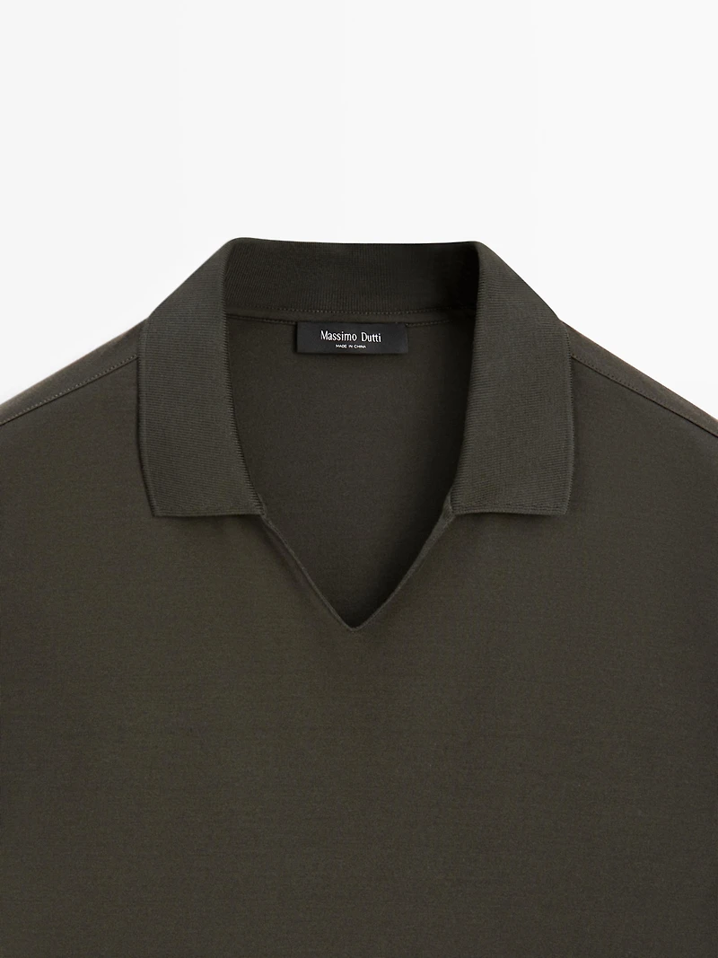 Cotton V-neck polo shirt