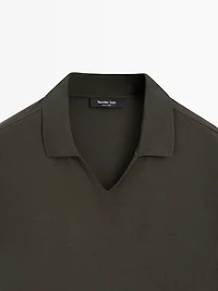 Cotton V-neck polo shirt