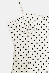 CORSET-STYLE POLKA DOT MIDI DRESS