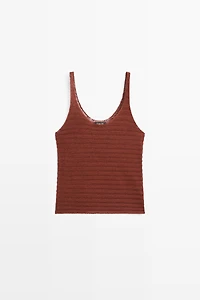 Textured knit strappy top