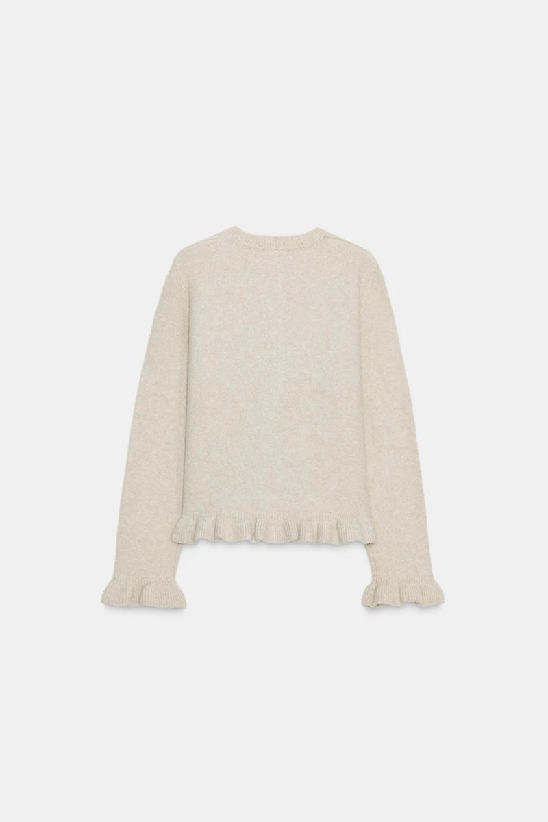 RUFFLED KNIT CARDIGAN