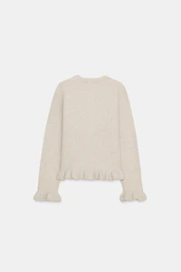 RUFFLED KNIT CARDIGAN