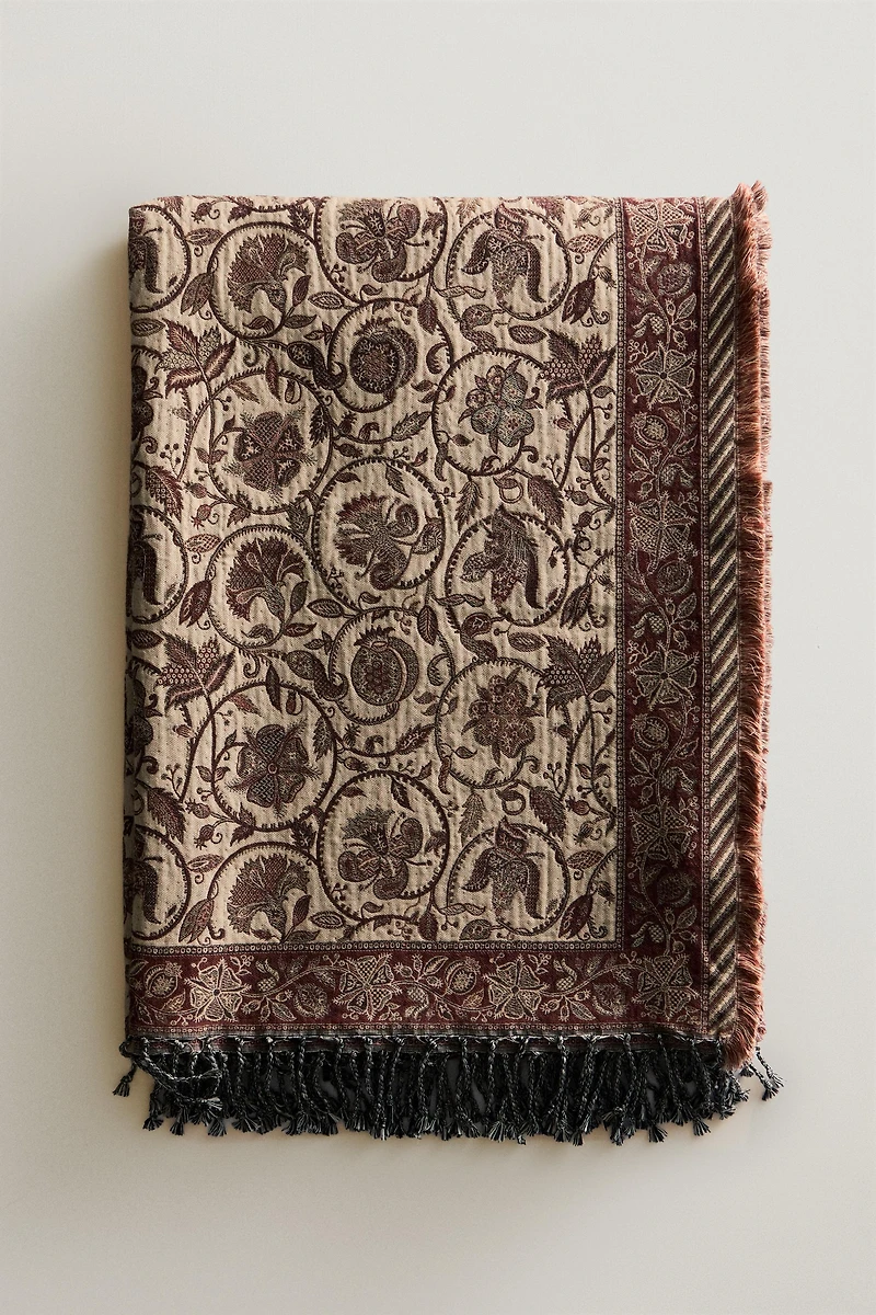FLORAL JACQUARD BLANKET